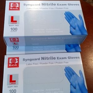 Lot of 3 boxes nitrile gloves, size large